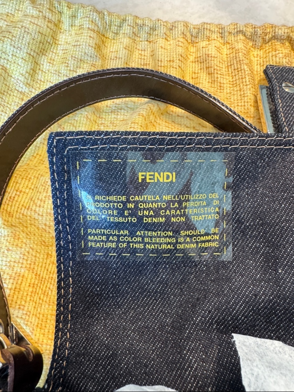 Vintage Fendi Denim Beaded Baguette Bag ✨ Rare Y2K Embellished Shoulder Bag - Picture 12 of 14